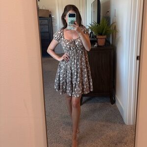 Altar’d State Brown & Cream Floral Dress